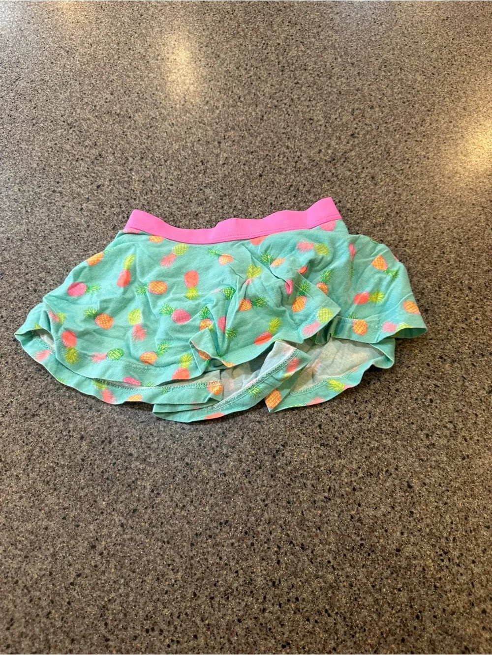 Girls Mint Pineapple Print Skort with Pink Waistband